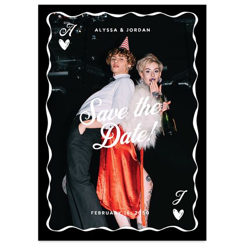 Hand Drawn Las Vegas Hearts Save the Date Cards Midnight Signature smooth Blank No Standard