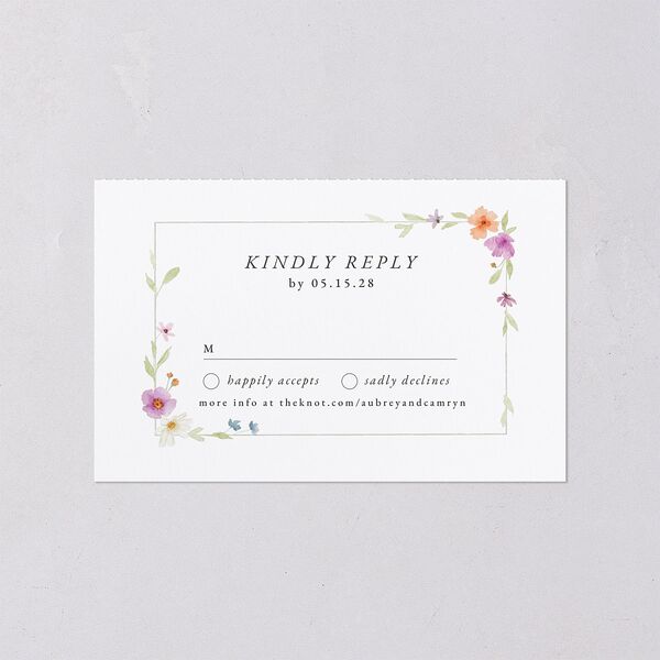 Classic Wildflower Frame All-in-One Wedding Invitations Amethyst Signature Light Both Recipient and Return Addresses No