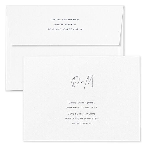 Signatures Wedding Invitation Envelopes White Midnight Navy Both Recipient and Return Addresses Standard Signature
