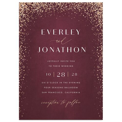 Sparkling Romance Wedding Invitations Burgundy Signature Blank No Standard