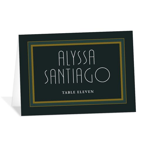 Gatsby Deco Arch Place Cards Dark Emerald Signature