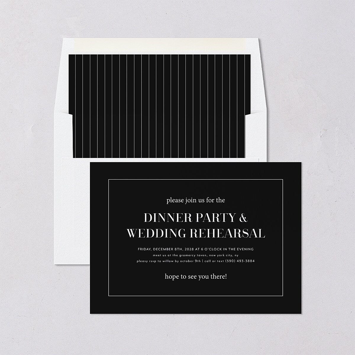 Classic Border Rehearsal Dinner Invitations Midnight Signature Blank