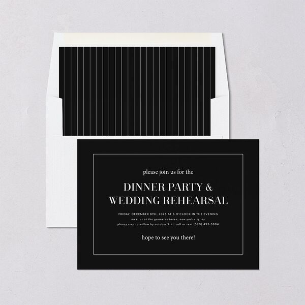 Classic Border Rehearsal Dinner Invitations Midnight Signature Blank