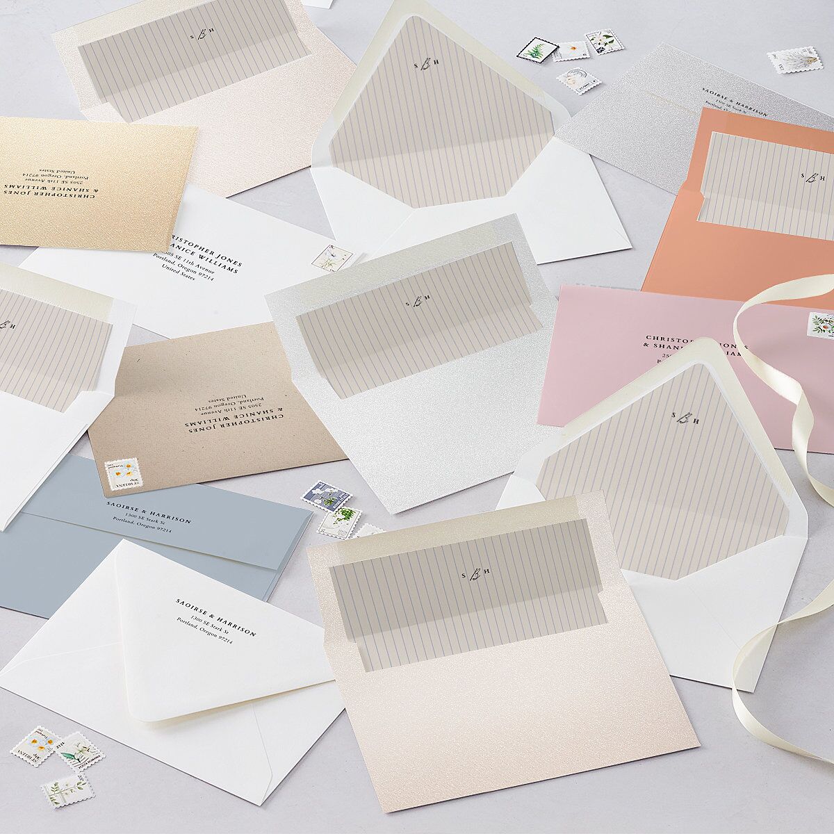 Elegant Editorial Page Save the Date Cards Champagne Signature smooth Blank No Standard