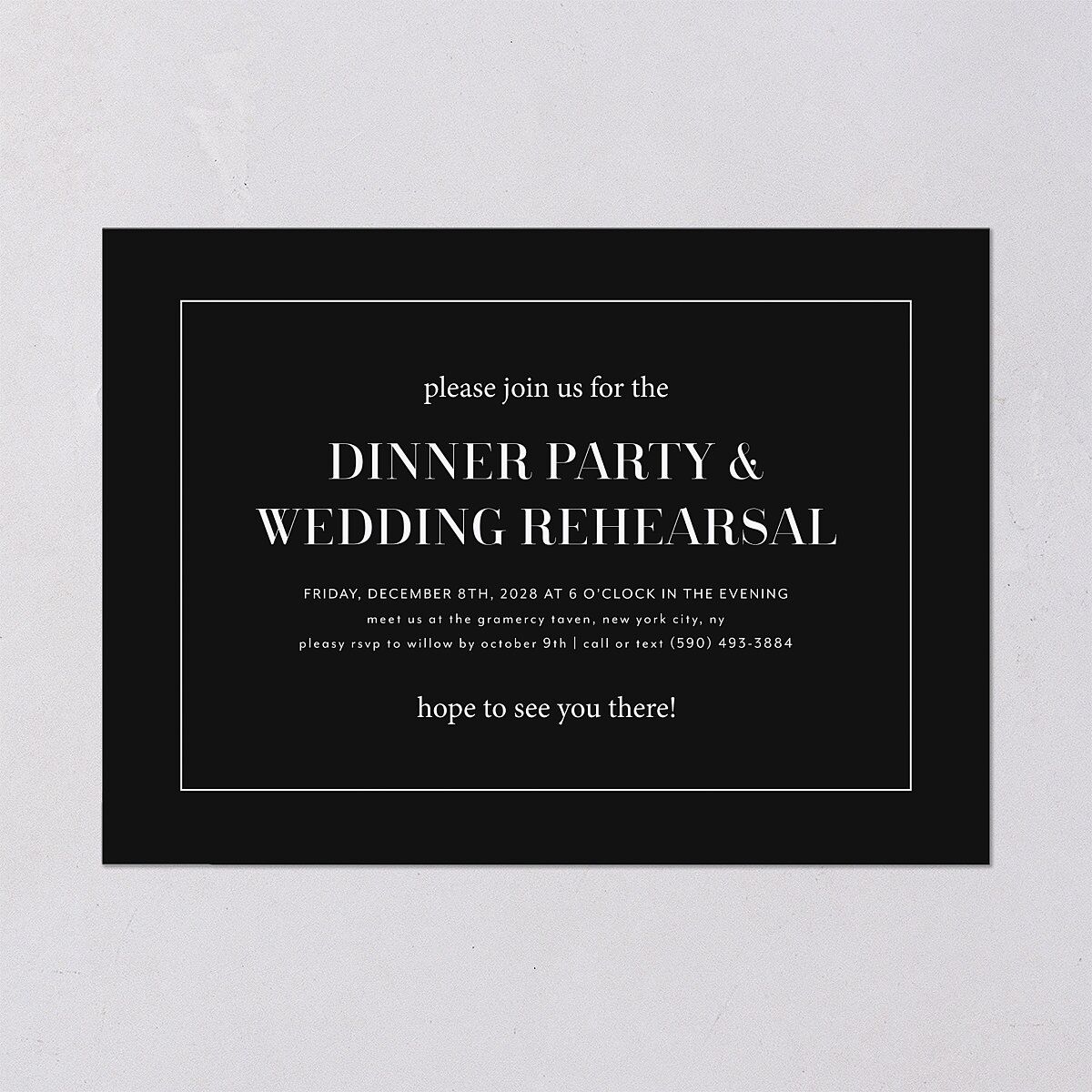 Classic Border Rehearsal Dinner Invitations Midnight Signature Blank