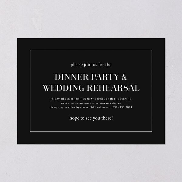 Classic Border Rehearsal Dinner Invitations Midnight Signature Blank