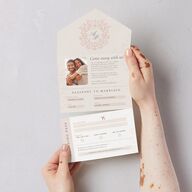 Timeless Passport All-in-One Wedding Invitations Shell Pink Signature Light Both Recipient and Return Addresses No