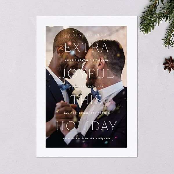 Extra Joy Holiday Cards Charcoal Signature Blank Portrait Standard