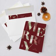 Flannel Type Holiday Cards Maroon Signature Blank Standard Portrait