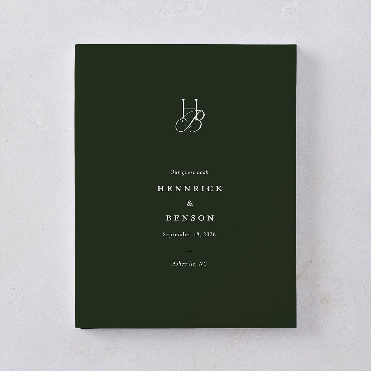 Refined Monogram Guest Books Dark Green