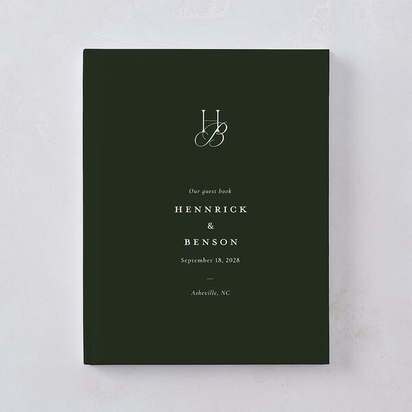 Refined Monogram Guest Books Dark Green