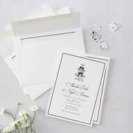 Classic Champagne with Bows Wedding Invitations Pure White Signature Blank No Standard