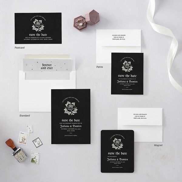 Moody Gothic Rose Save the Date Cards Midnight Signature smooth Blank No Standard