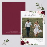 Beloved Floral Save The Date Cards Dark Berry Signature smooth Blank No Standard