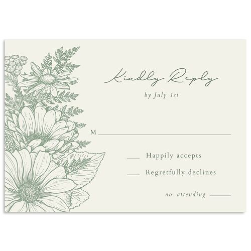 Rustic Botanical Frame Wedding Response Cards Moss Signature Standard