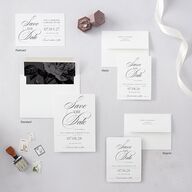 Classically Elegant Save The Date Cards Pure White Signature smooth Blank No Standard