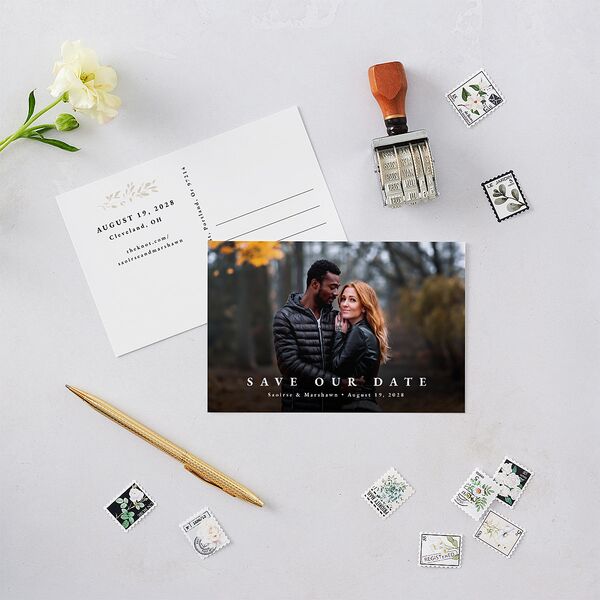 Delicate Frame Save the Date Postcards Pure White Postcard
