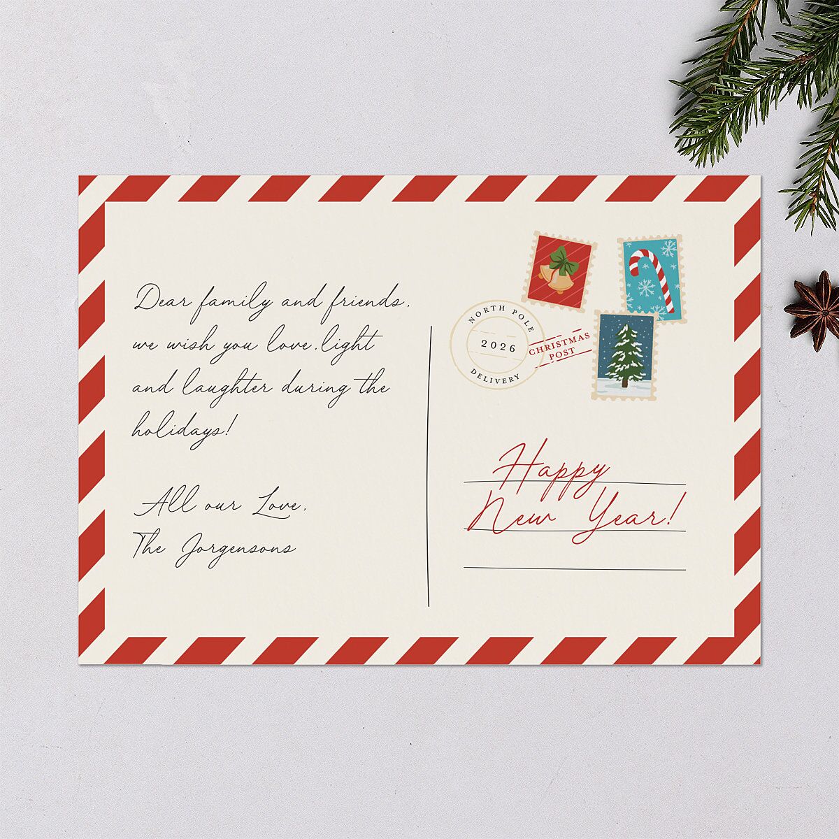 Christmas Post Holiday Cards True Red Signature Blank Landscape Standard