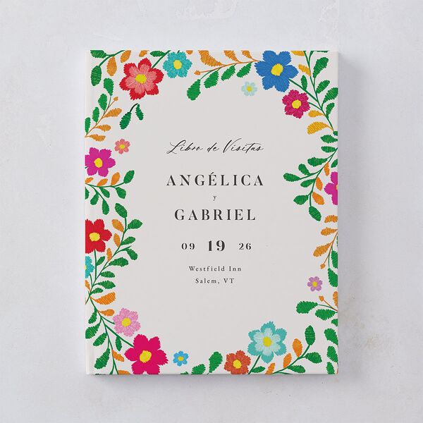 Mexican Bordados Florales Wedding Guest Book Off-White