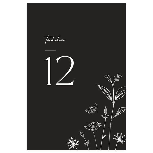 Simple Modern Wildflowers Table Numbers Licorice Signature
