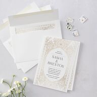 Chapel Arch Wedding Invitations Gold Pure White Signature Blank No