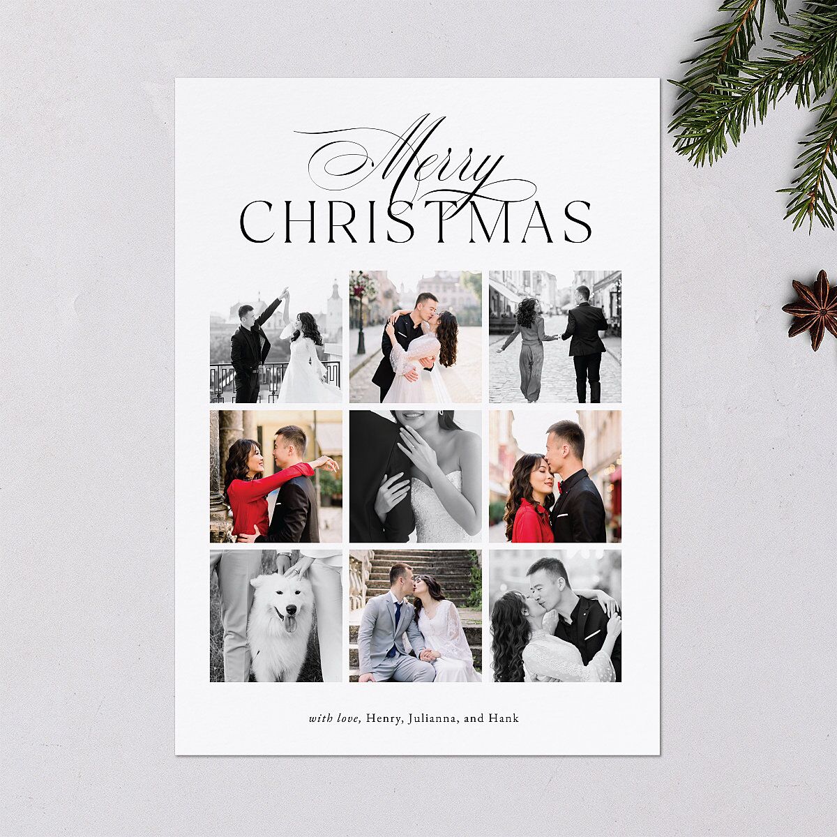 Merry Gallery Holiday Cards Pure White Signature Blank Standard Portrait