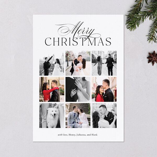 Merry Gallery Holiday Cards Pure White Signature Blank Standard Portrait