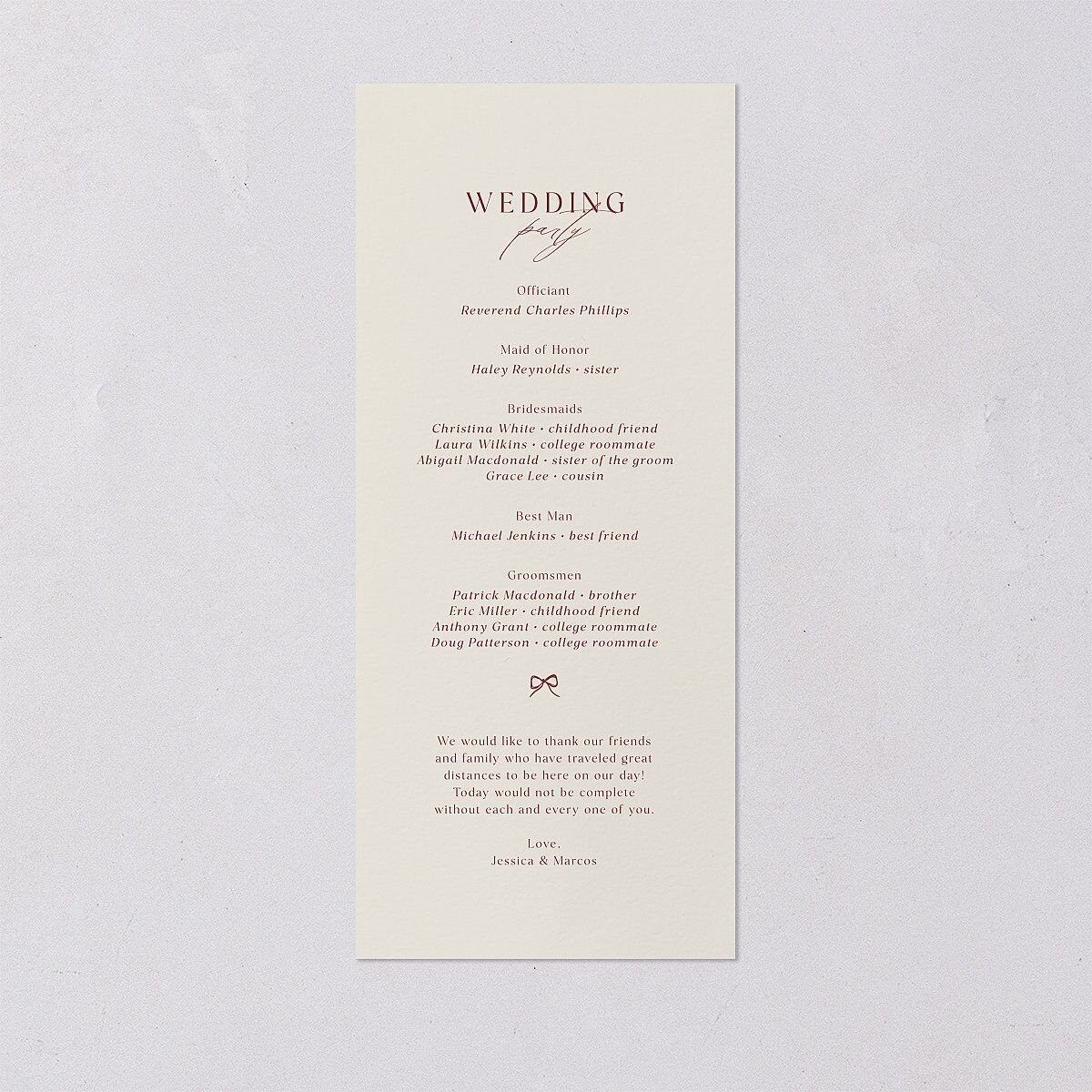 Simple Boho Flowers Wedding Programs Raspberry Signature