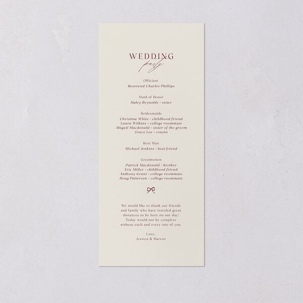 Simple Boho Flowers Wedding Programs Raspberry Signature