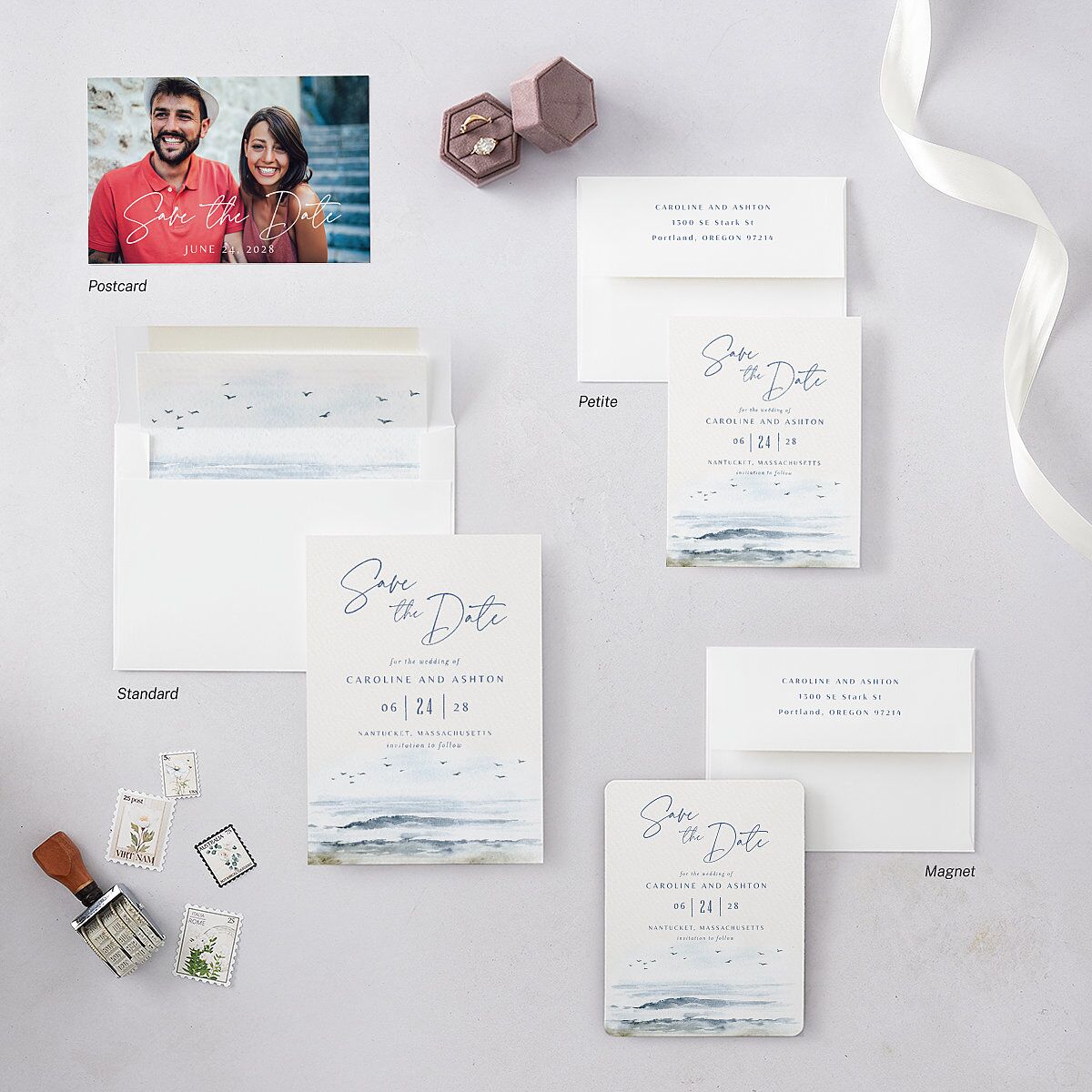 Coastal Love Save The Date Cards Cruise Signature smooth Blank No Standard