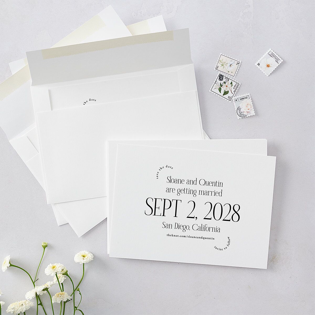 Accent Arches Save the Date Cards Licorice Signature smooth Blank No Standard