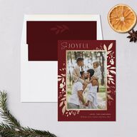 Festive Foliage Holiday Cards Gold Maroon Signature Blank Portrait  Standard