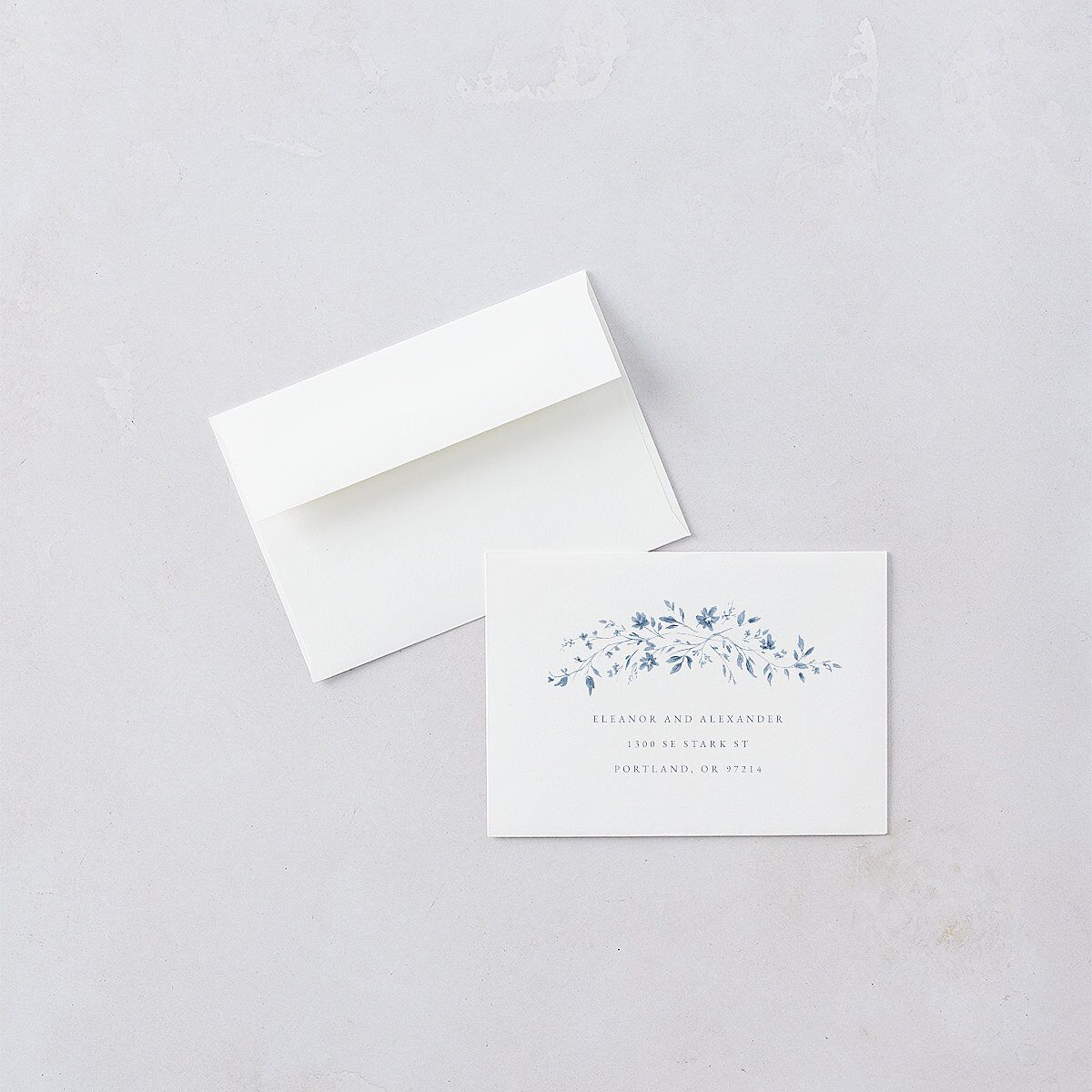 Timeless Floral Wedding Response Cards Dusty Blue Signature Standard
