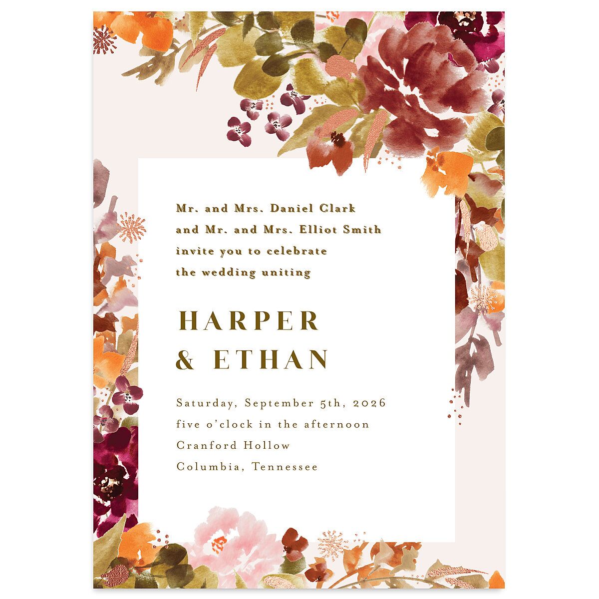 Fall Garland Wedding Invitations