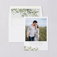 Gilded Greenery Save The Date Cards Gold Pure White Signature smooth Blank No Standard
