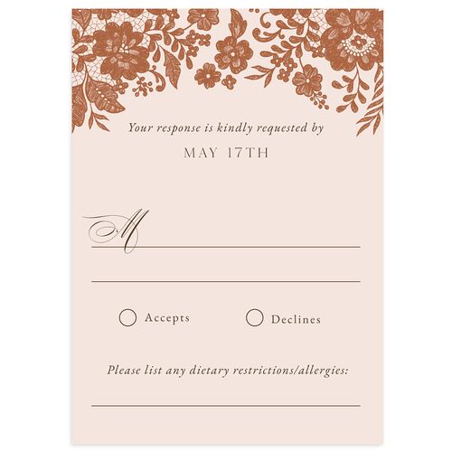 Ornate Lace Wedding Response Cards Blush Signature Standard