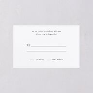 Simple Modern Monogram All-in-One Wedding Invitations Pure White Signature Light Both Recipient and Return Addresses No