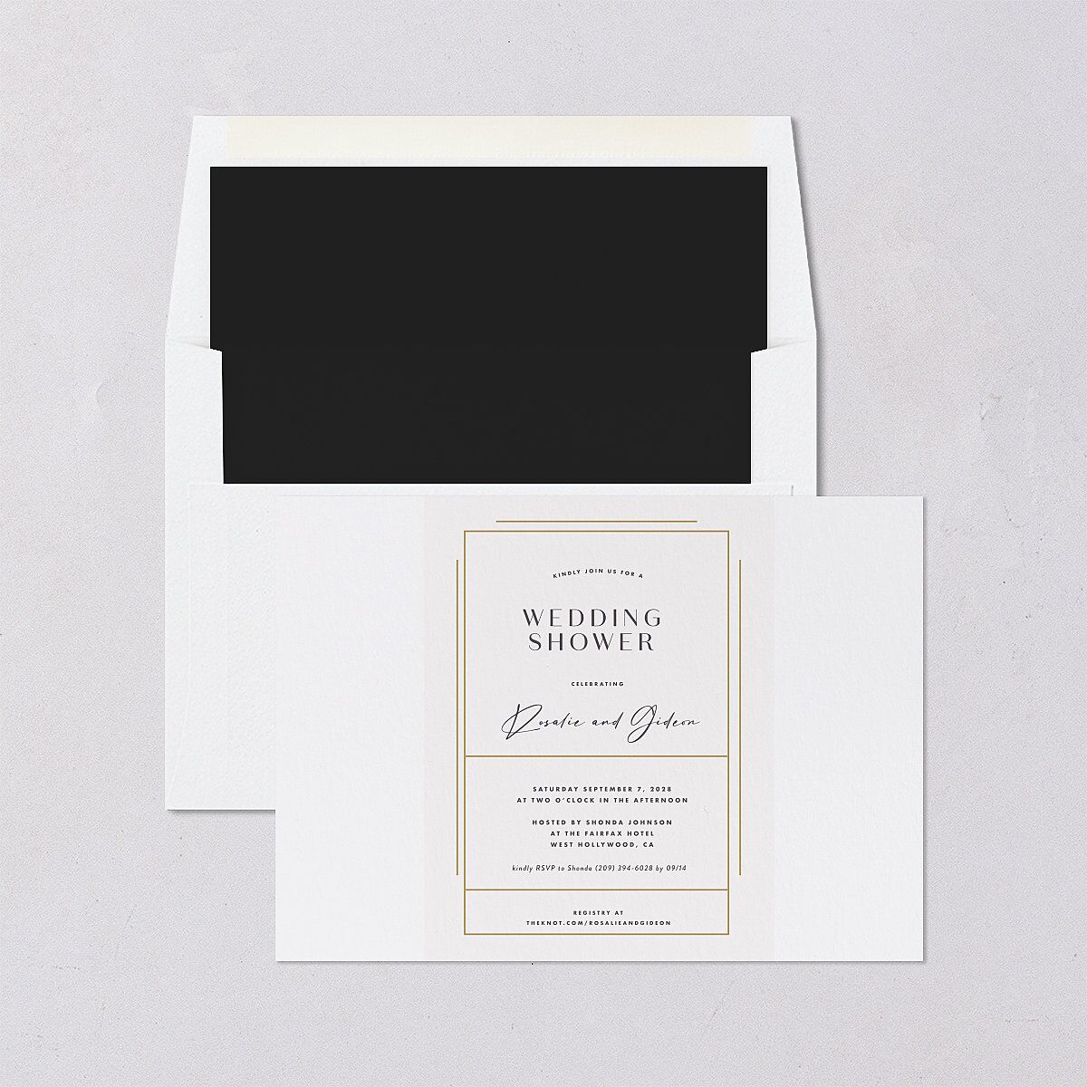 Refined Frame Bridal Shower Invitations Snow Signature Blank