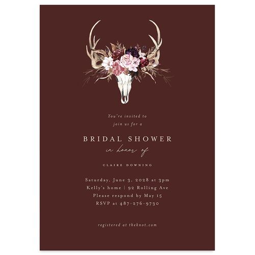 Gothic Antlers Bridal Shower Invitations Chocolate Signature Blank Standard