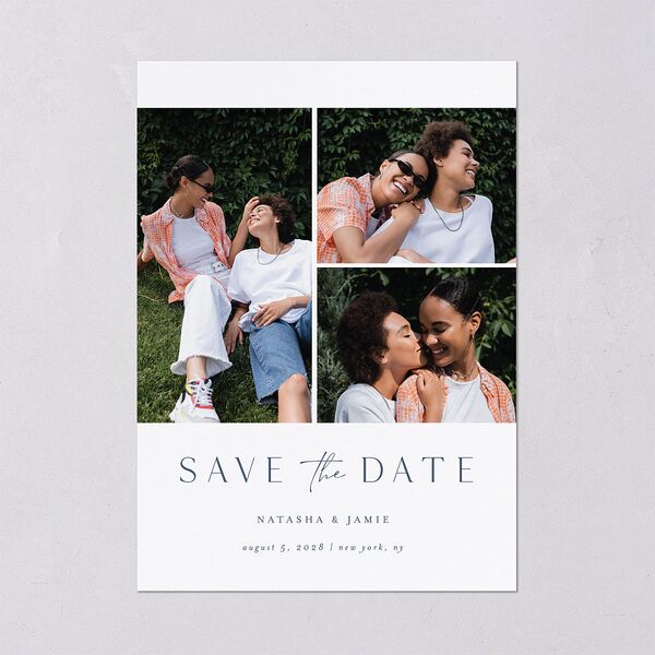 Simple Gallery Save the Date Cards French Blue Signature smooth Blank No