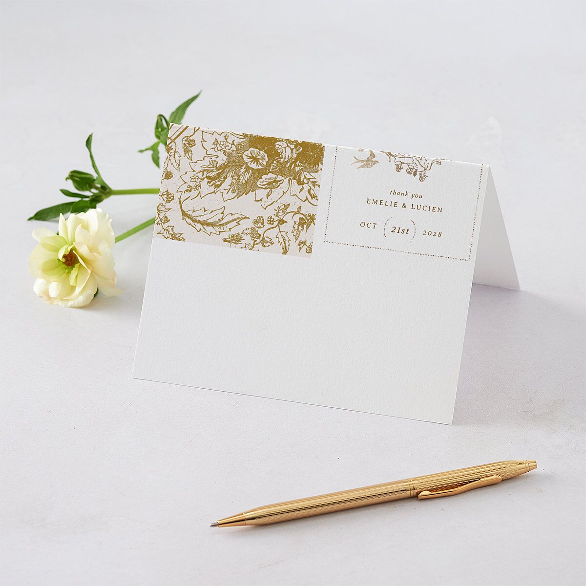 Vintage Toile Foil Thank You Cards — view 1