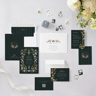 Sword and Roses Fantasy Garden Foil Wedding Invitations Wave Gold Signature Blank Standard No