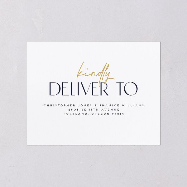 Headline All-in-One Wedding Invitations Navy Signature Light Both Recipient and Return Addresses No