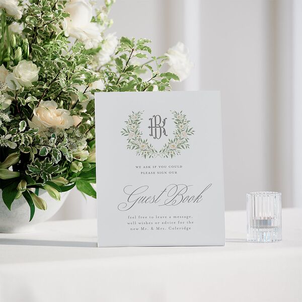 Luxury Floral Monogram Bar Bended Tabletop Sign X-small Cotton Standard Plastic XS Tabletop Bar