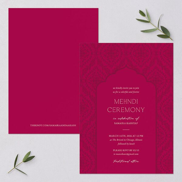 Gilded Lehenga Bridal Shower Invitations Raspberry Signature Blank