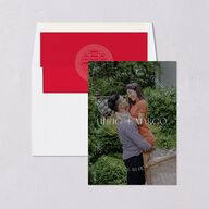 Chinese Lucky Circle Save The Date Cards True Red Signature smooth Blank No Standard
