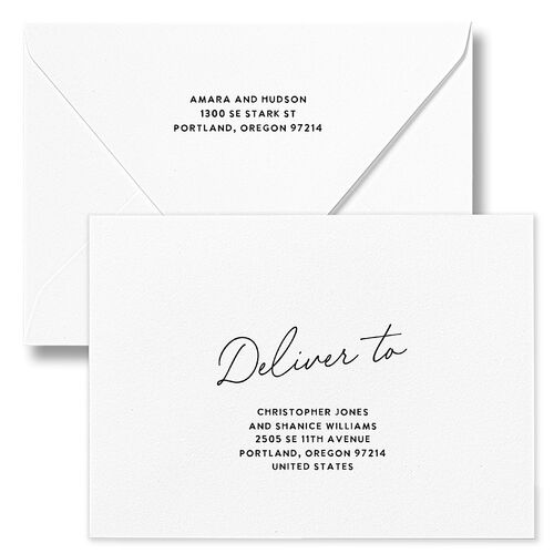 Hand Drawn Wavy Border Rehearsal Dinner Invitation Euro Envelopes White Pure White Both Recipient and Return Addresses Luxe Signature
