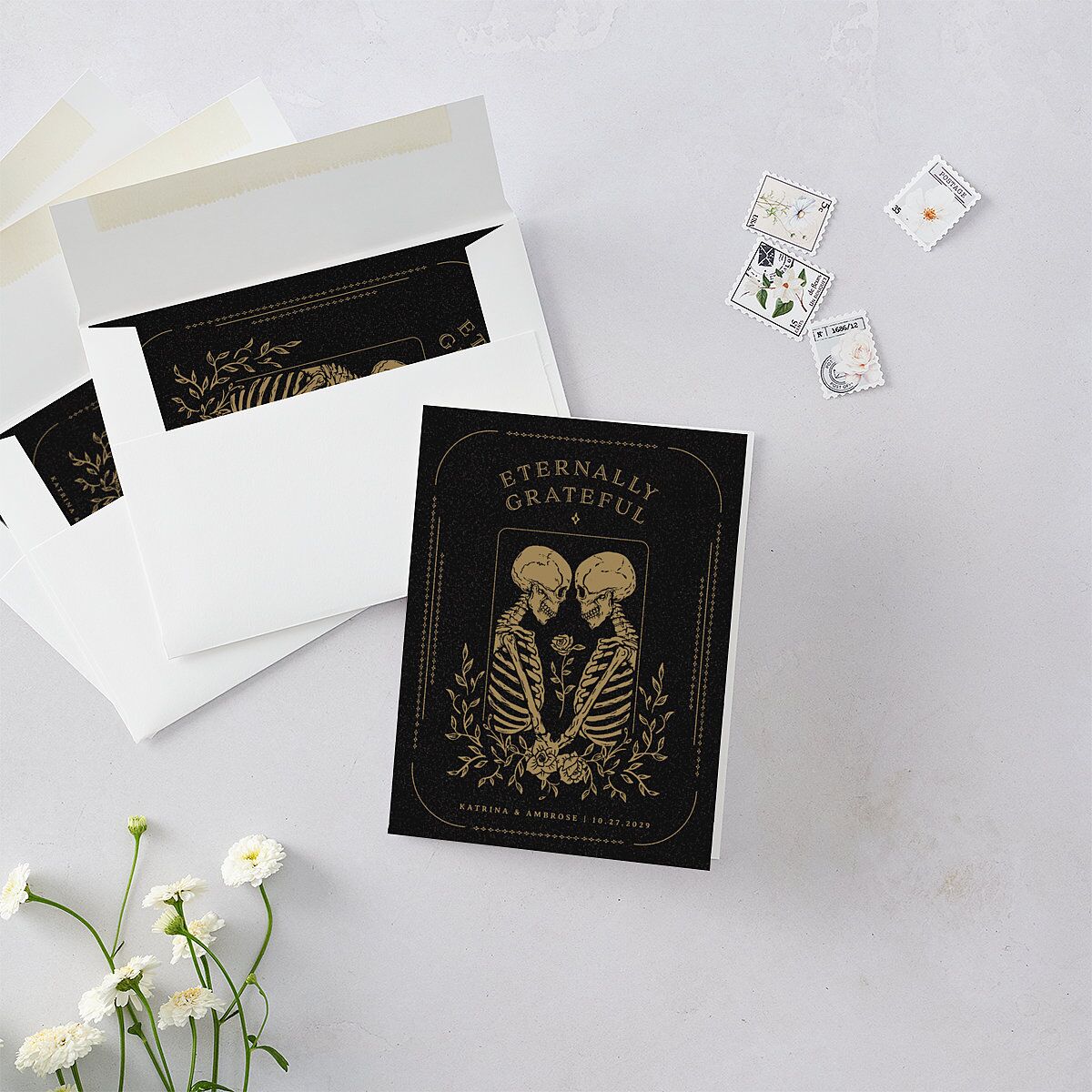 Skeleton Spirits Thank You Cards Licorice