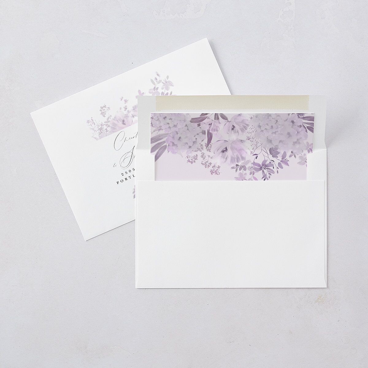 Monochrome Blooms Wedding Invitations Gold Sheer Lilac Signature Blank No Standard