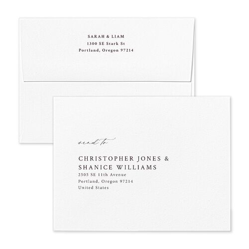 Elevated Minimalist Ampersand Thank You Card Envelopes White Eggplant Both Recipient and Return Addresses Signature Standard